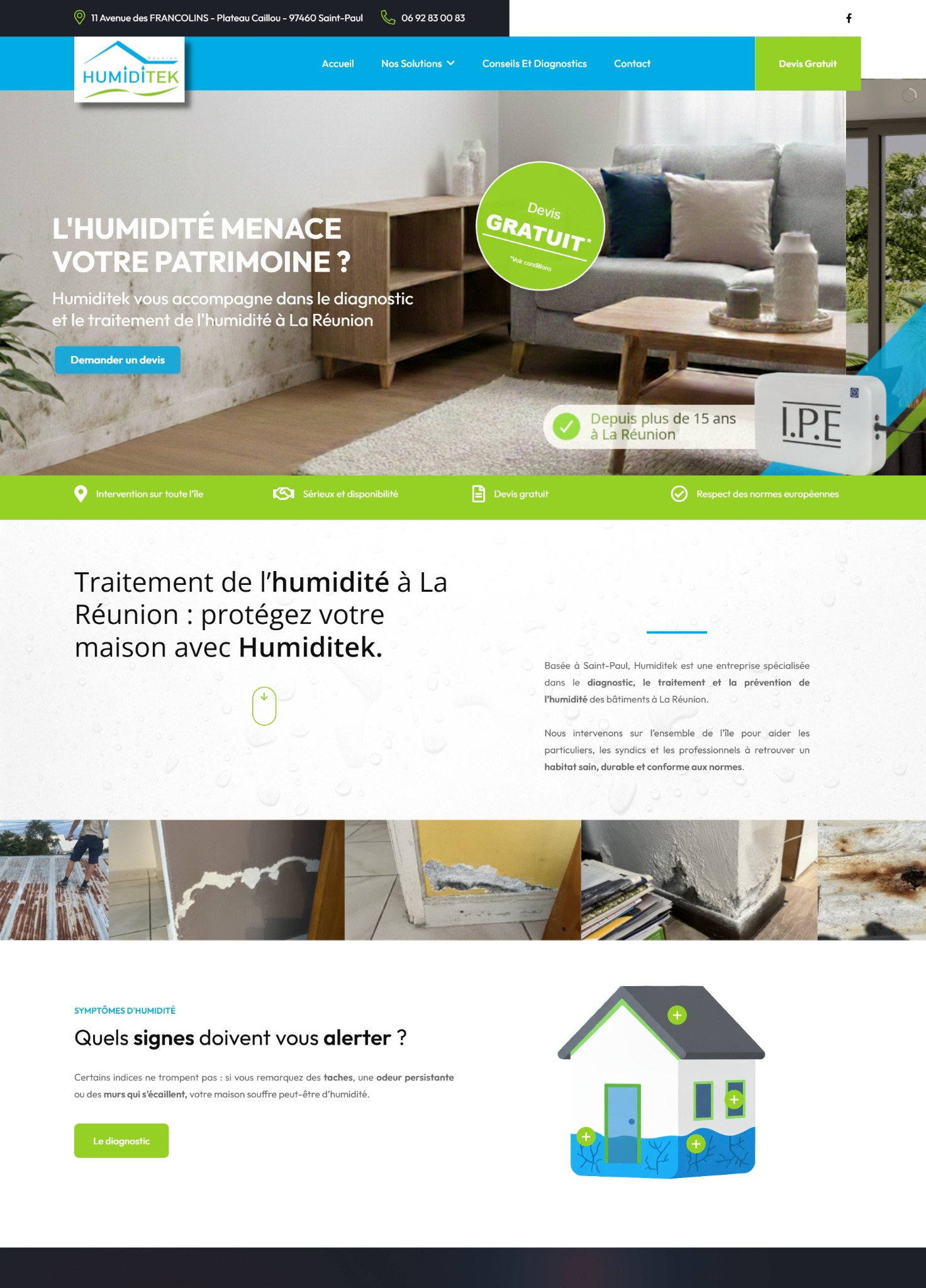 Nouvelle version du site Humiditek après refonte à La Réunion
